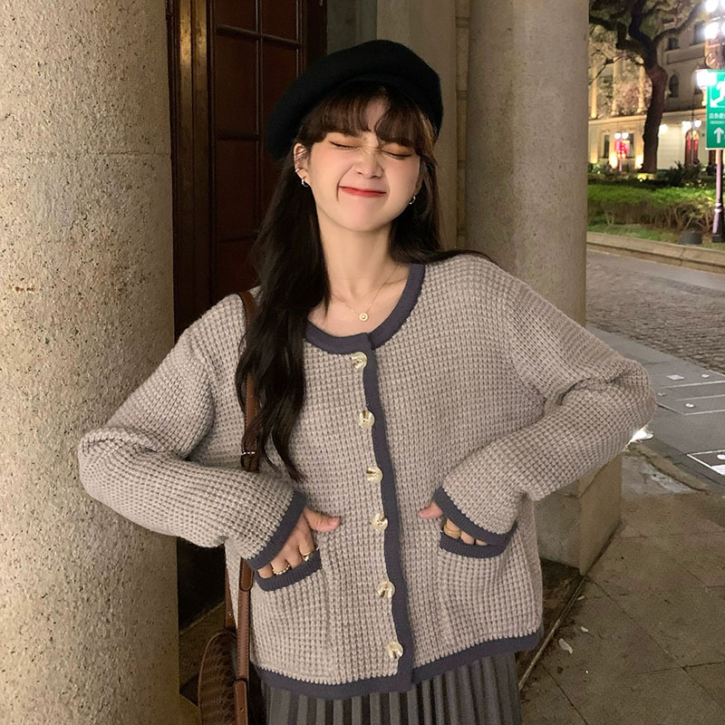 Áo Cardigan Len Phối VIền Hàng Quảng Châu M1111