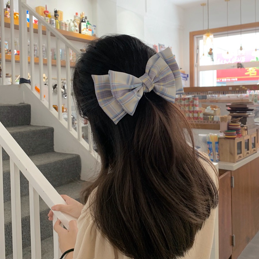 Kẹp tóc nơ caro bản lớn HOT TREND