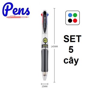 Combo 5 bút bi 4 màu ngòi 0.7mm agile baoke b48