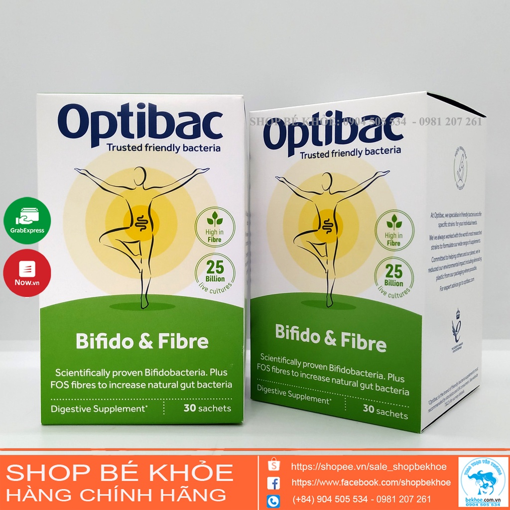 Men Optibac xanh hỗ trợ táo bón - Men vi sinh Optibac Probiotics 30 gói