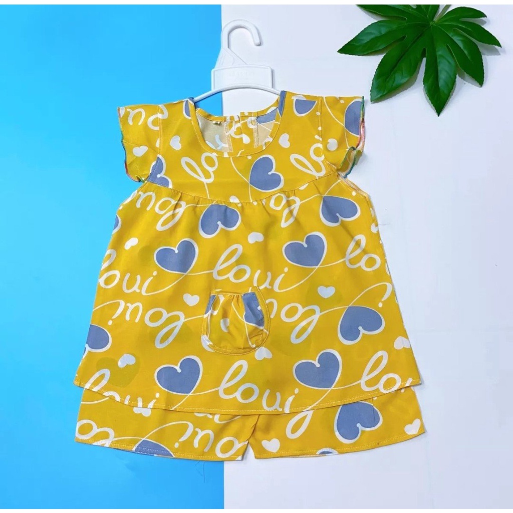 Combo 3 bộ đồ bộ tôn lanh cho bé gái từ 6-26kg, hoa văn ngẫu nhiên.