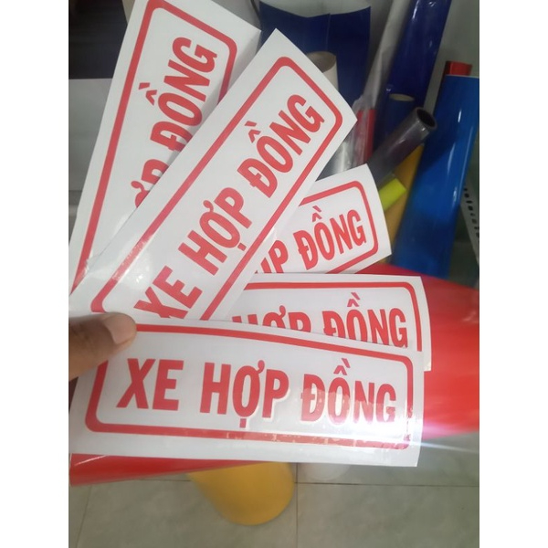 Decal tem dán xe ô tô  chữ " XE HỢP ĐỒNG "