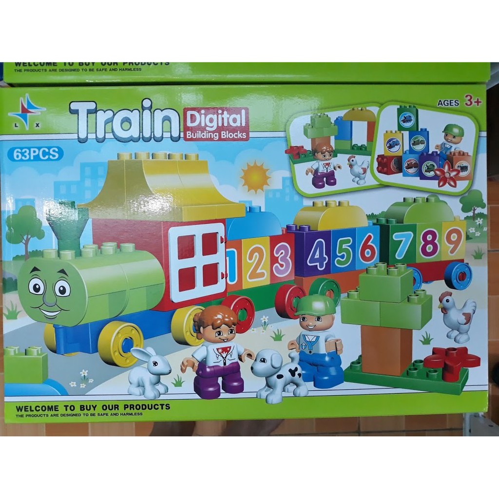 Bộ lắp ghép mô hình tàu hỏa gồm 63 chi tiết bằng nhựa cao cấp đồ chơi cho trẻ em