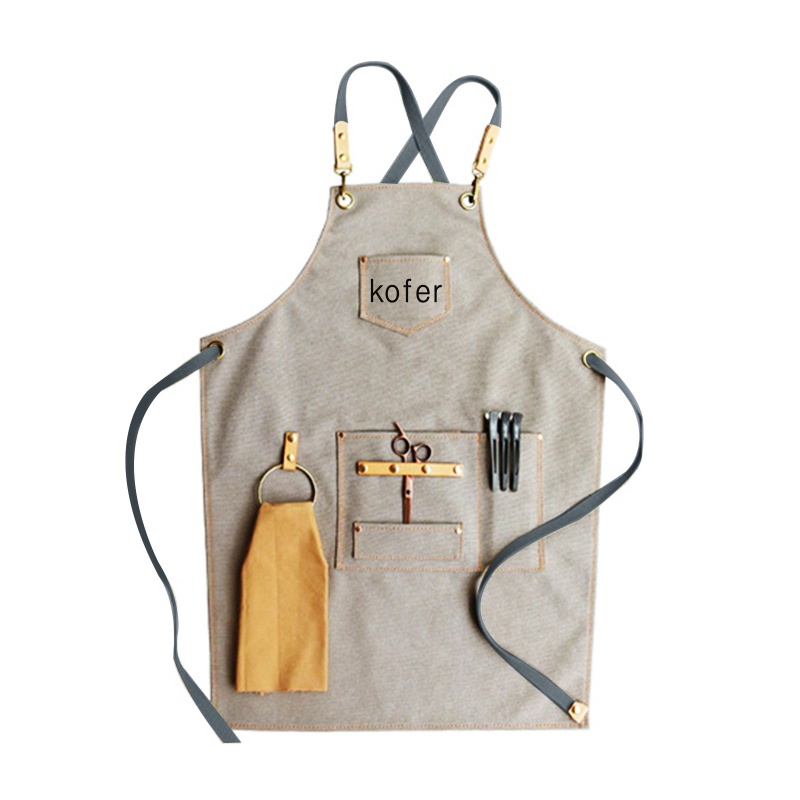 Tạp Dề Cotton Canvas Có Túi Và Dây Đeo Chéo Lưng Tùy Chỉnh Cho Nữ