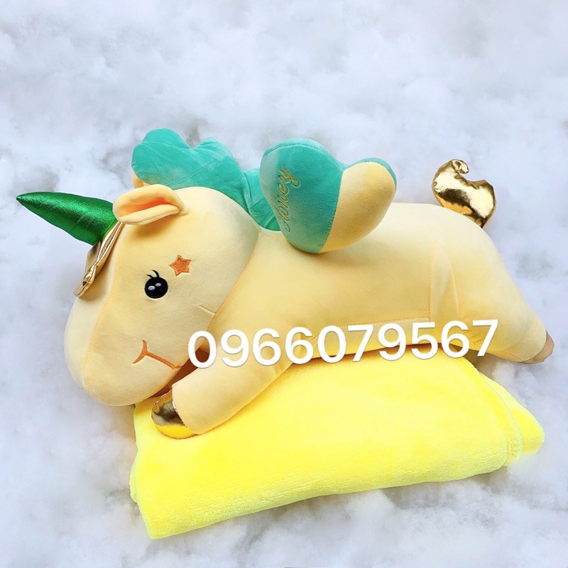 chăn gối văn phòng, Gối kèm mền ngựa unicorn, gối kèm mền 2in1