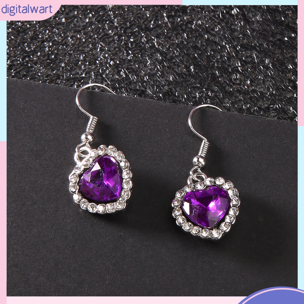 Khuyên tai hình trái tim đính đá thanh lịch cho nữ