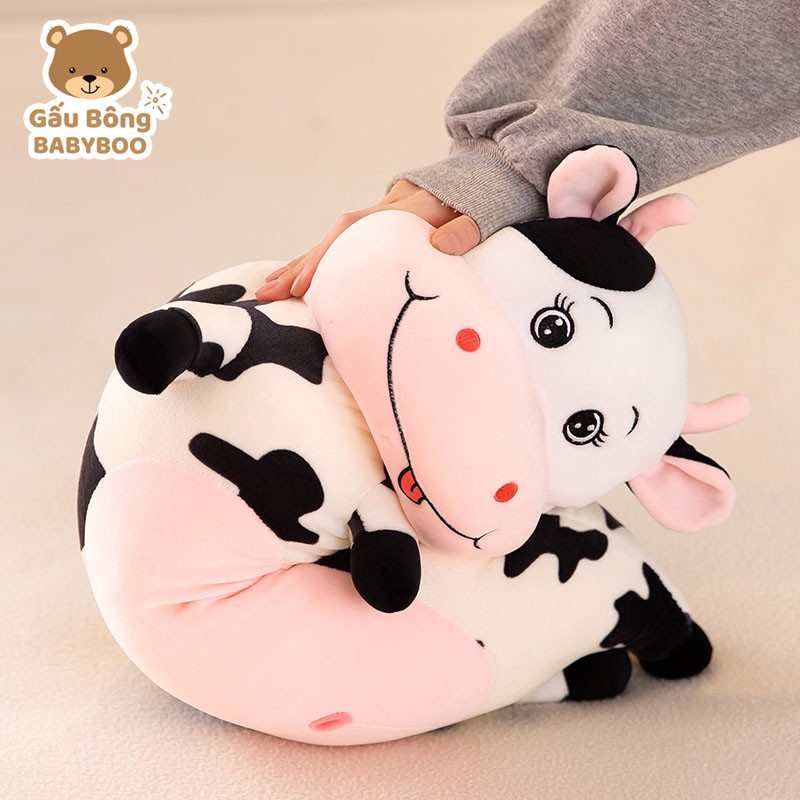 Gấu Bông Gối Ôm Bò Sữa Cute Ngộ Nghĩnh BABYBOO - Thú Nhồi Bông Quà Tặng Yêu Thương Cho Bé