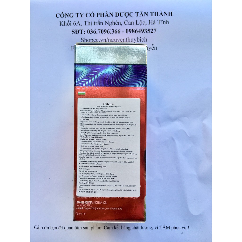 Calcizar Siro bổ sung Canxi, vitamin A/D3, kẽm cho trẻ cao lớn, khỏe mạnh, không táo bón | BigBuy360 - bigbuy360.vn