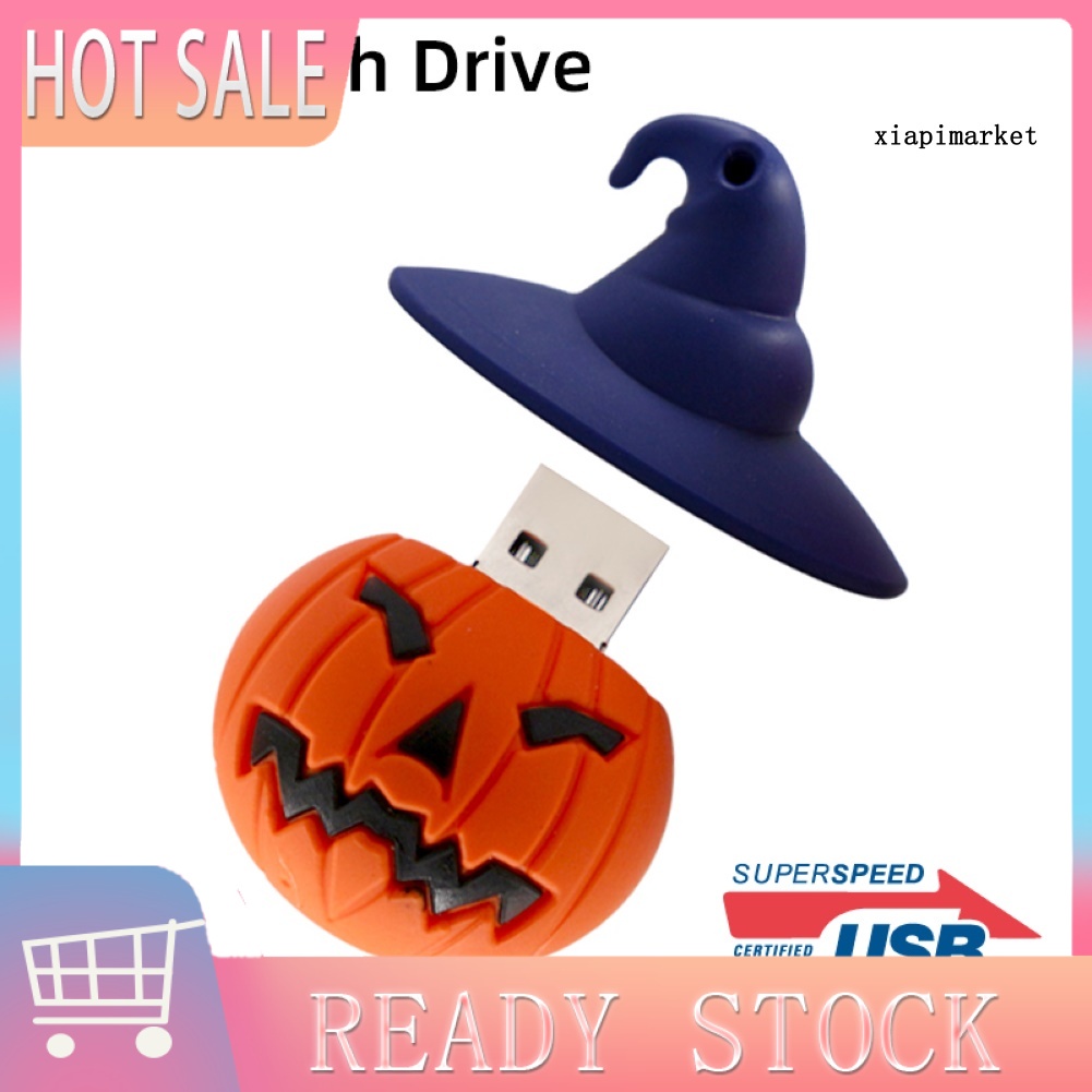 MAT_Halloween Pumpkin Witch Cap 4/8/16/32/64/128GB USB Flash Drive Disk Memory Stick