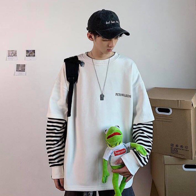 Áo thun tay dài form rộng unisex - phông dài tay nam nữ oversize petowards  - 2N Unisex