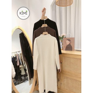 Váy đầm len suông cổ 3 phân các màu