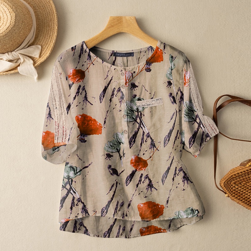 Zanzea Áo Sơ Mi Tay Ngắn Màu Trơn Thời Trang Cho Nữ