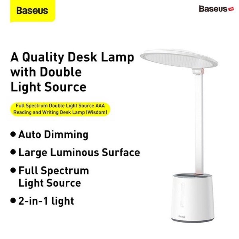 Đèn để bàn làm việc, đọc sách và làm đèn ngủ Baseus Smart Eye Series Full Spectrum Double Light Source Desk Lamp