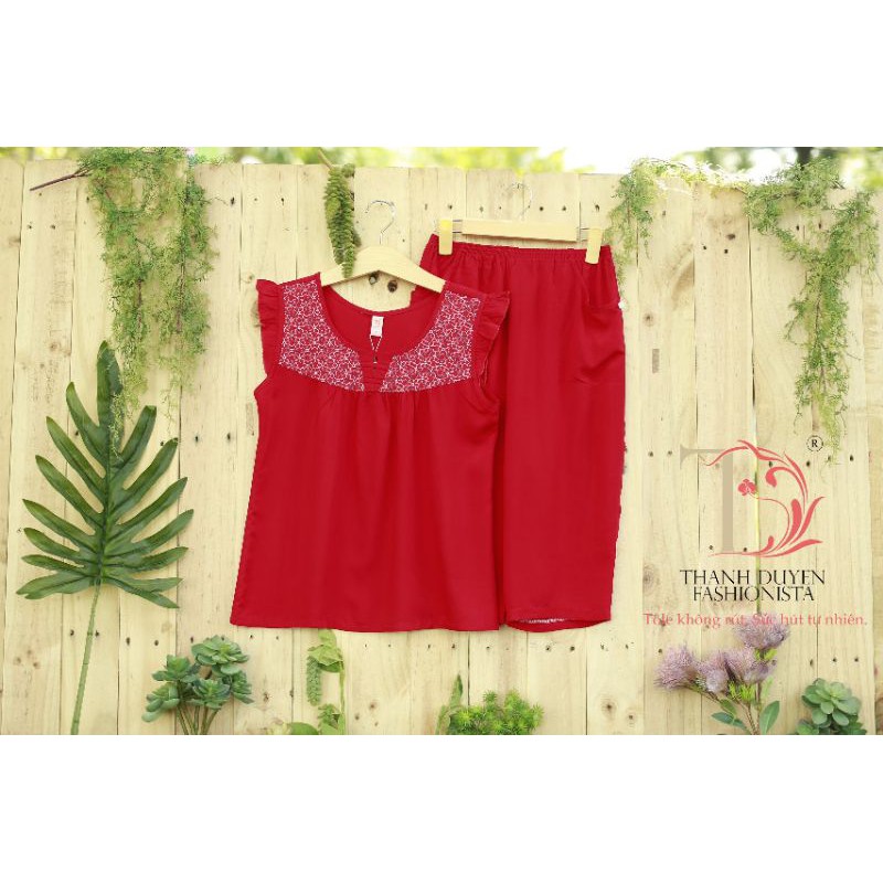 Bộ Tole màu thun thêu 2 con đỉa, tay cánh tiên dịu dàng - 2410CTL | BigBuy360 - bigbuy360.vn