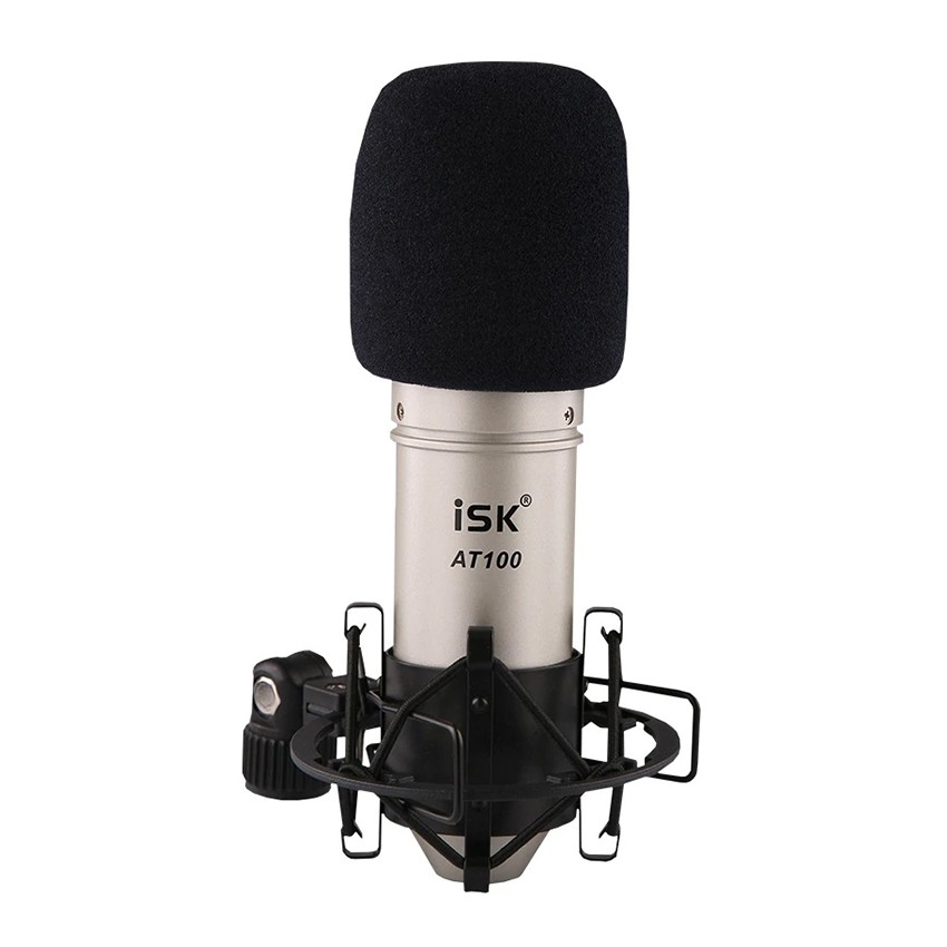 Combo bộ livestream: Micro ISK AT100, sound card V8, màng lọc âm POP FILTER, chân kẹp micro