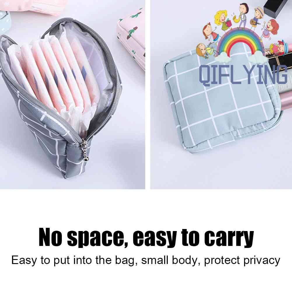 Qifly Túi Đựng Băng Vệ Sinh Trang Điểm Mini Tiện Dụng Cho Nữ
