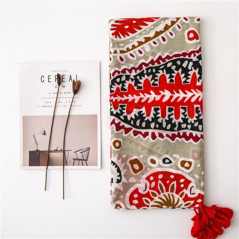 Khăn choàng linen thổ cẩm size 180*90cm - Mã LN046