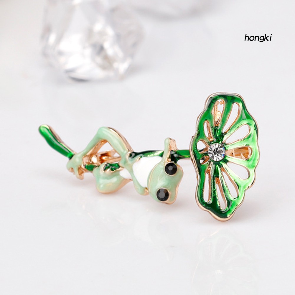 Trâm Cài Áo Hình Chú Ếch Và Lá Sen Có Đính Đá