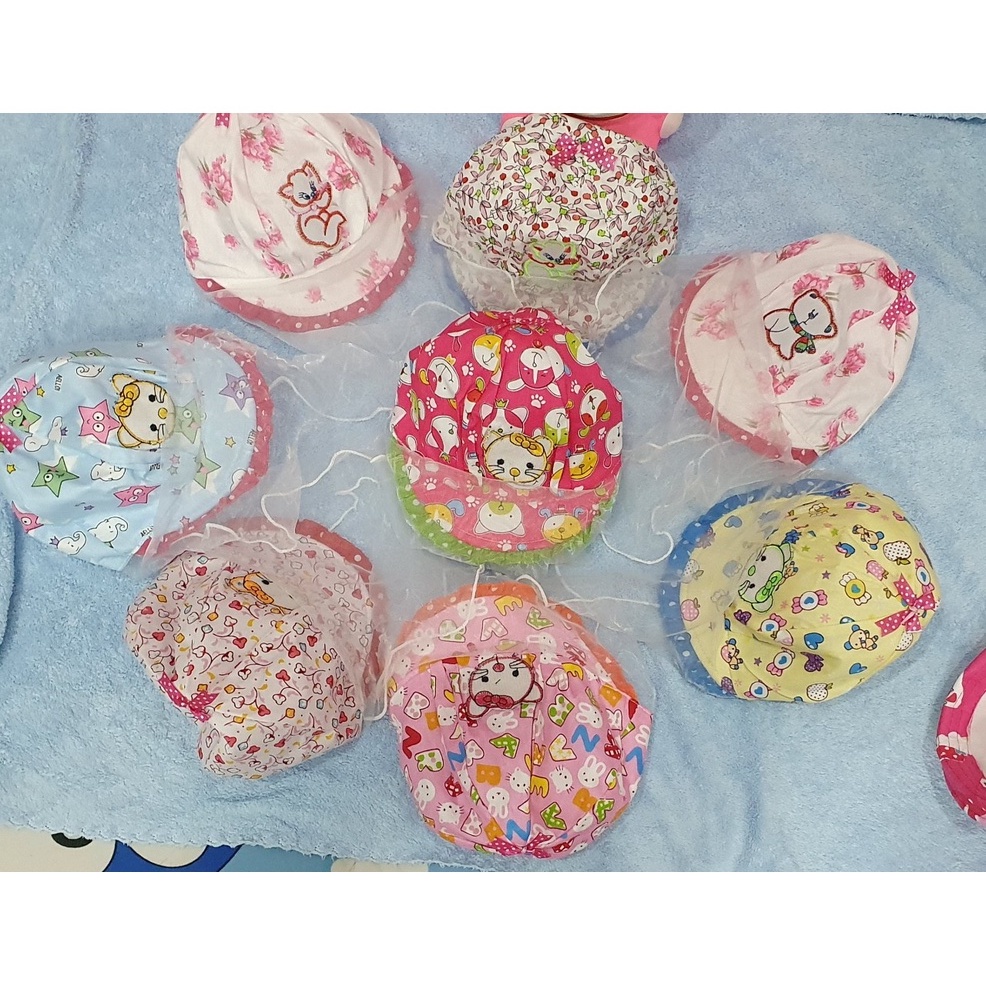 Mũ kèm khăn voan bé gái sơ sinh mẫu công chúa