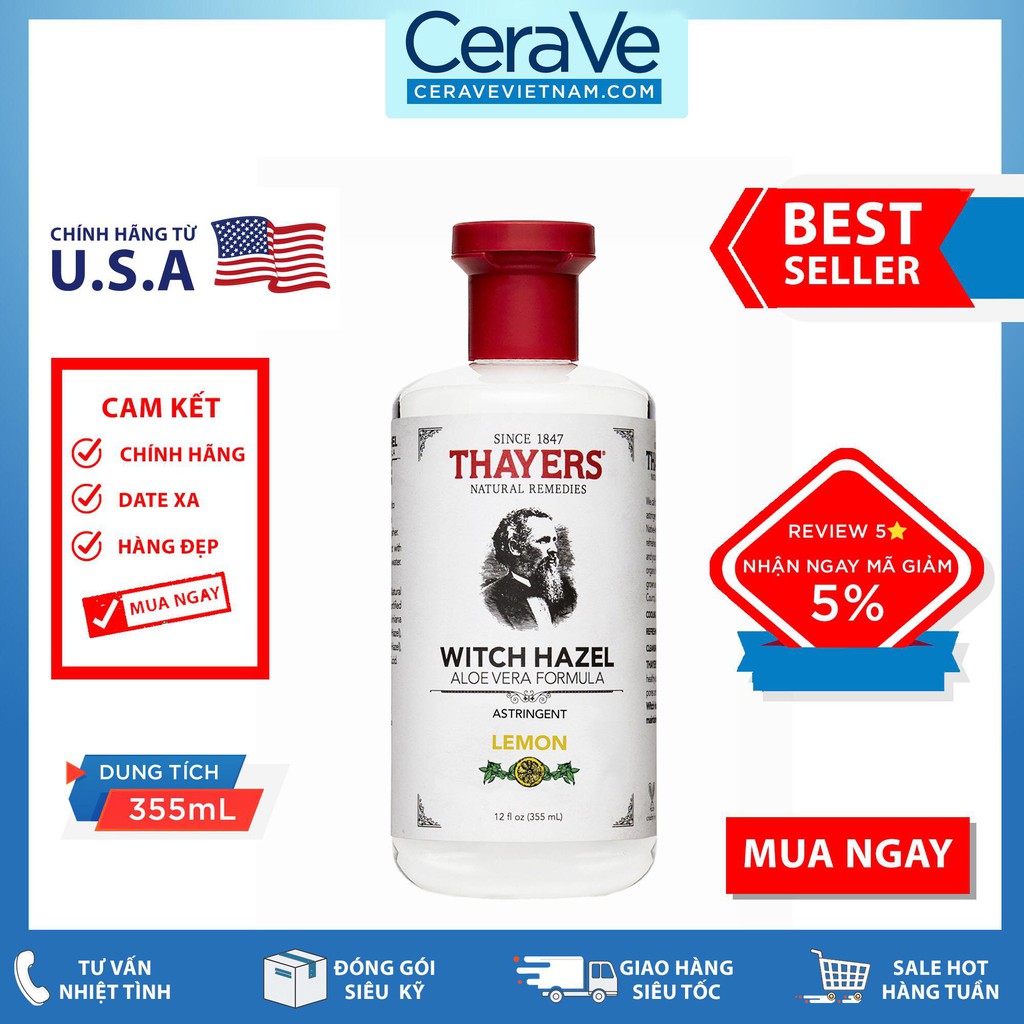 Nước hoa hồng Thayers Lemon Astringent (355mL)