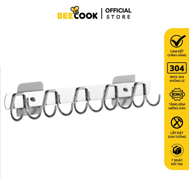 Giá treo quần áo Inox trong nhà tắm nhà bếp dán tường gạch men siêu chắc Beecook