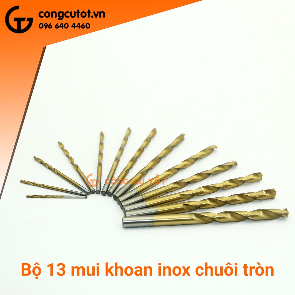 Bộ 13 mũi khoan inox 1.5 đến 6.5mm Berrylion HSS vàng