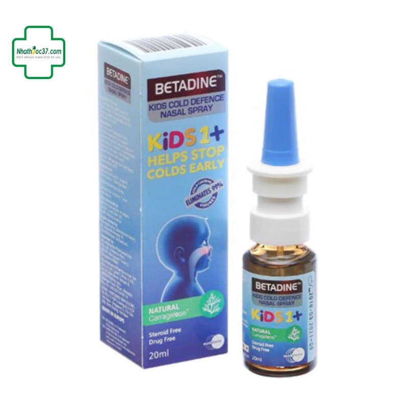 Xịt mũi BETADINE kids COLD DEFENCE nasal 20ml cho trẻ em, xịt mũi betadine cho người lớn