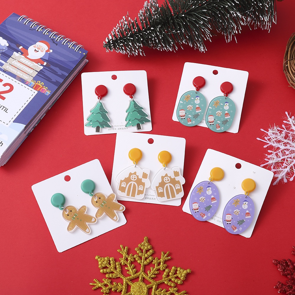 Cod Qipin Bông Tai Acrylic Trong Suốt Hình Cây Thông Giáng Sinh Người Tuyết Ông Già Noel Ngôi Nhà Bánh Gừng
