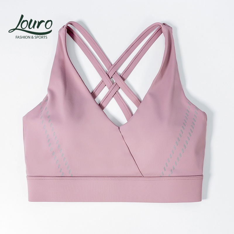Áo ngực thể thao nữ Louro BL86, kiểu áo bra dây chéo tập gym, yoga giúp nâng ngực, chống sốc, có sẵn đệm mút