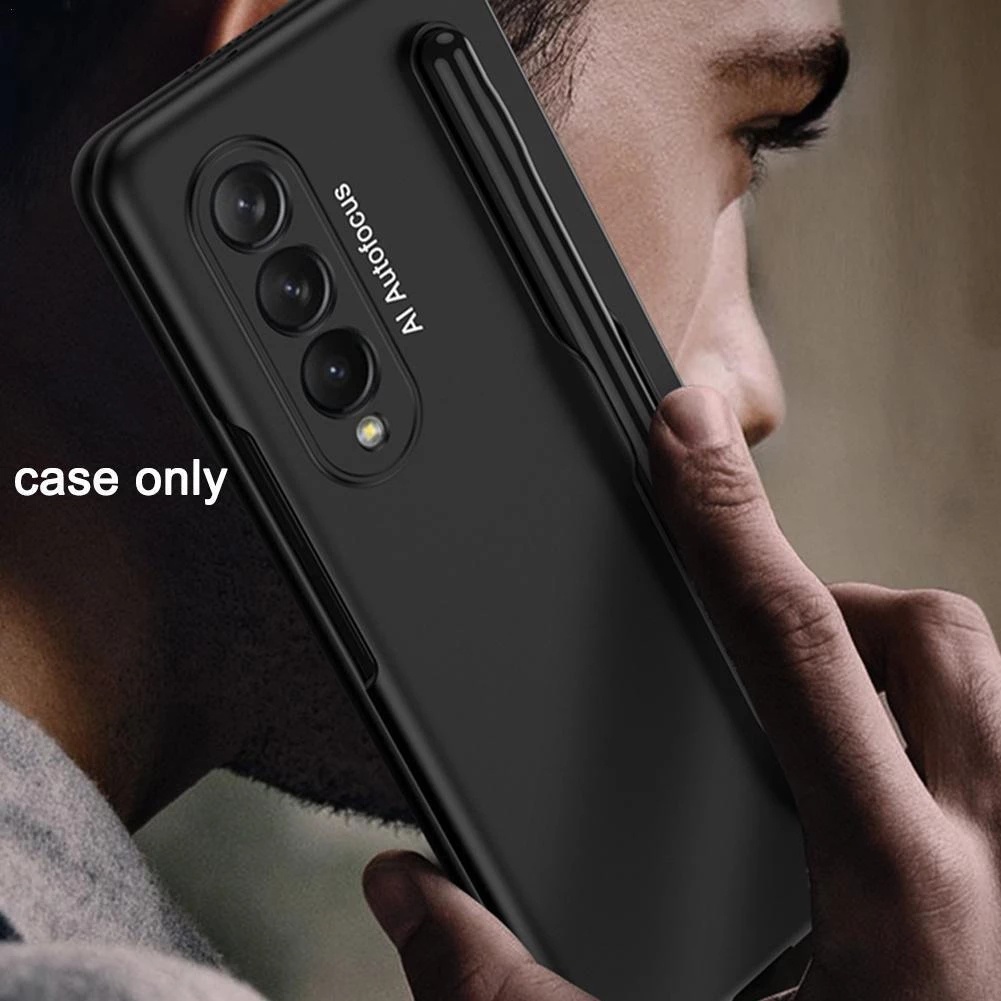 Ốp Điện Thoại Pc Cứng Siêu Mỏng Mặt Nhám Chống Sốc 1 Cái Có Ngăn Đựng Bút Cho Samsung Galaxy Z Fold 3