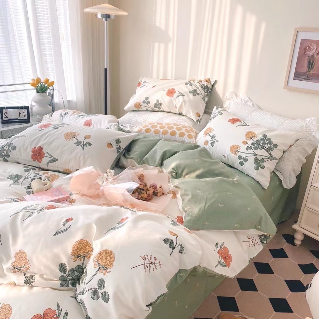 Bộ chăn ga gối cotton organic nhập khẩu hoa hướng dương Dreamhomebedding