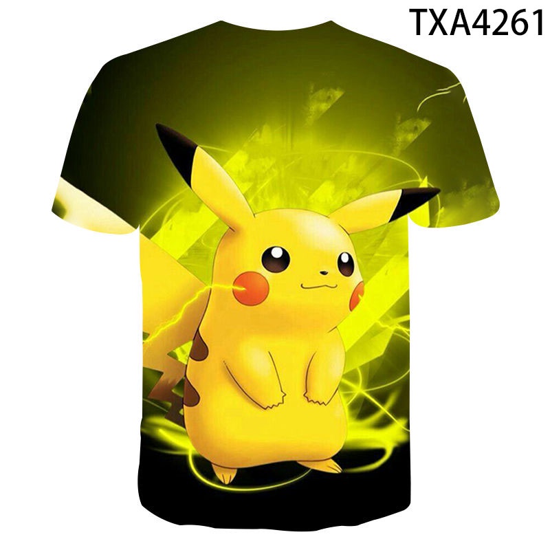 Áo Thun Tay Ngắn In Họa Tiết Hoạt Hình Pokemon 3D Dễ Thương Thời Trang Cho Bé Trai Và Gái