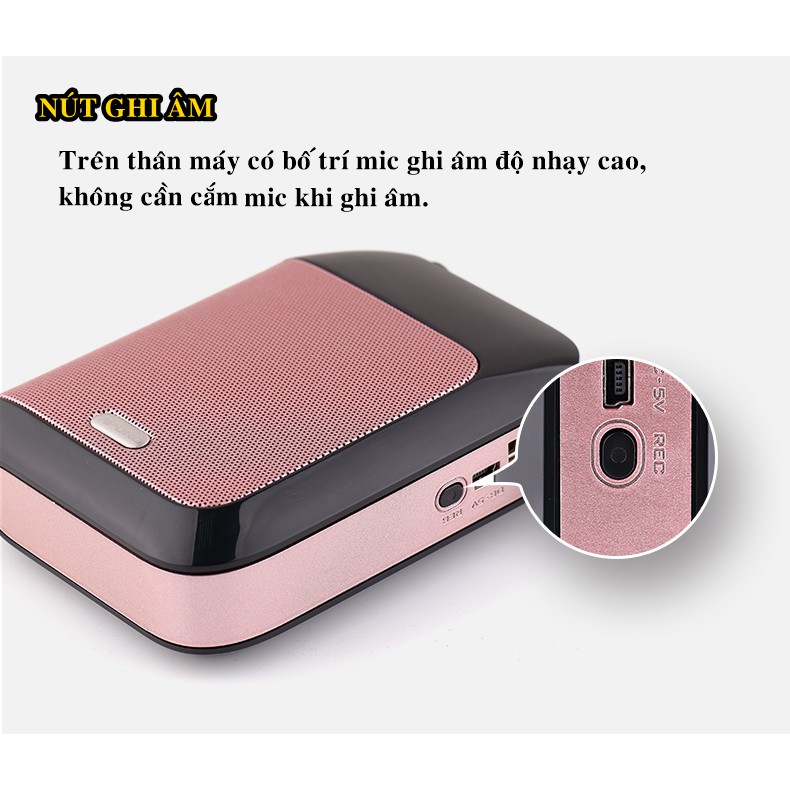 Loa trợ giảng không dây Aporo T9 2.4G mic hạt gạo siêu nhỏ HOT 2019