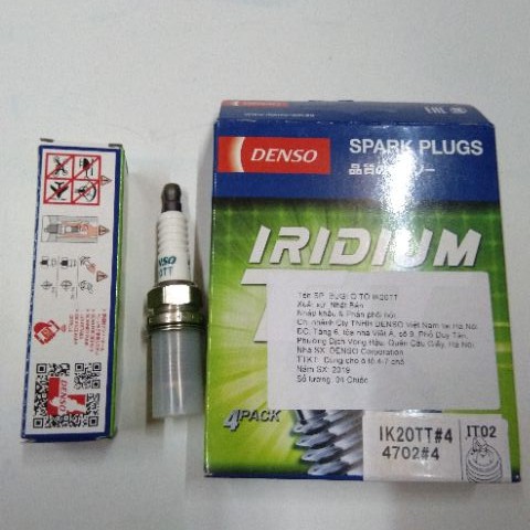 Bugi Denso Iridium IK20TT - Giác 16 chân ngắn ren 14 - Giá trên 1 cái