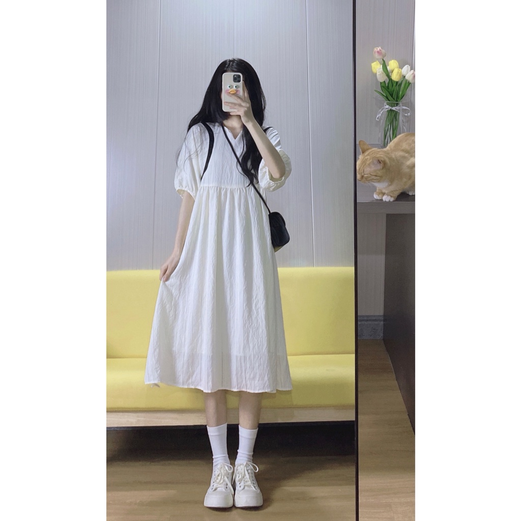 Đầm maxi XIAOZHAINV dáng chữ A tay phồng thời trang mùa hè cho nữ