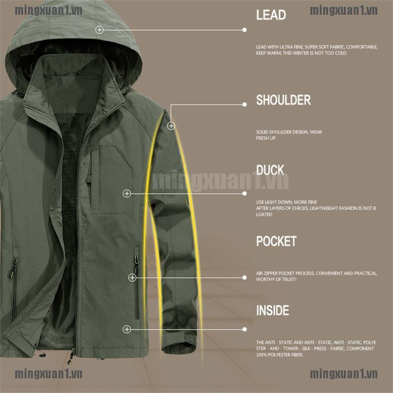 Áo khoác nam có mũ chống thấm nước chống gió mặc ngoài trời/leo núi/đi mưa | BigBuy360 - bigbuy360.vn