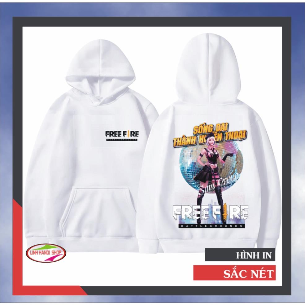 Áo khoác nỉ Hoodie màu trắng FREE FIRE đậm chất Game thủ in hình Kapeela cực chất