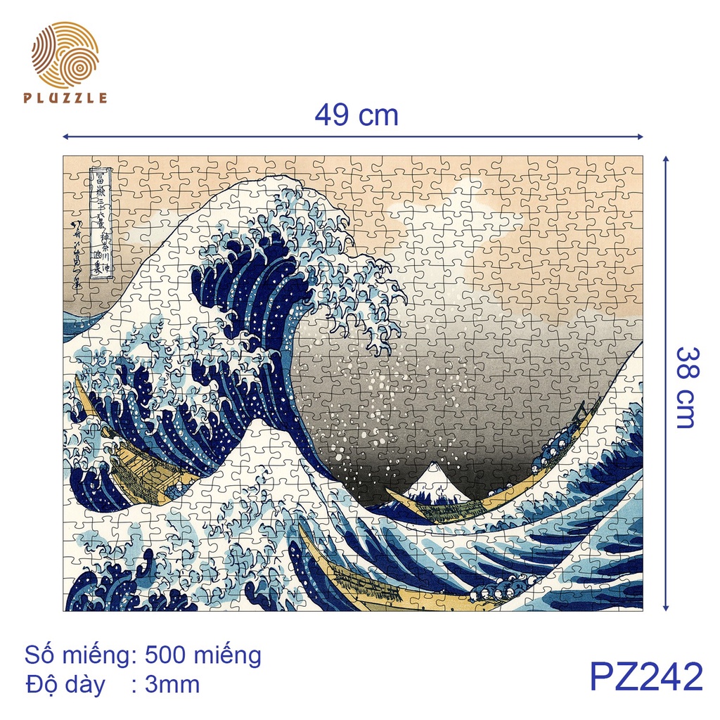 Bộ Xếp Hình Gỗ Thông Minh PLUZZLE hình 500 miếng - PZ242 - The Great Wave off Kanagawa
