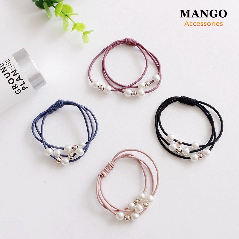 Vòng cài tóc ngọc trai Phụ kiện tóc Hàn Quốc Dây buộc đầu nhiều lớp thun nữ Dây buộc tóc T315