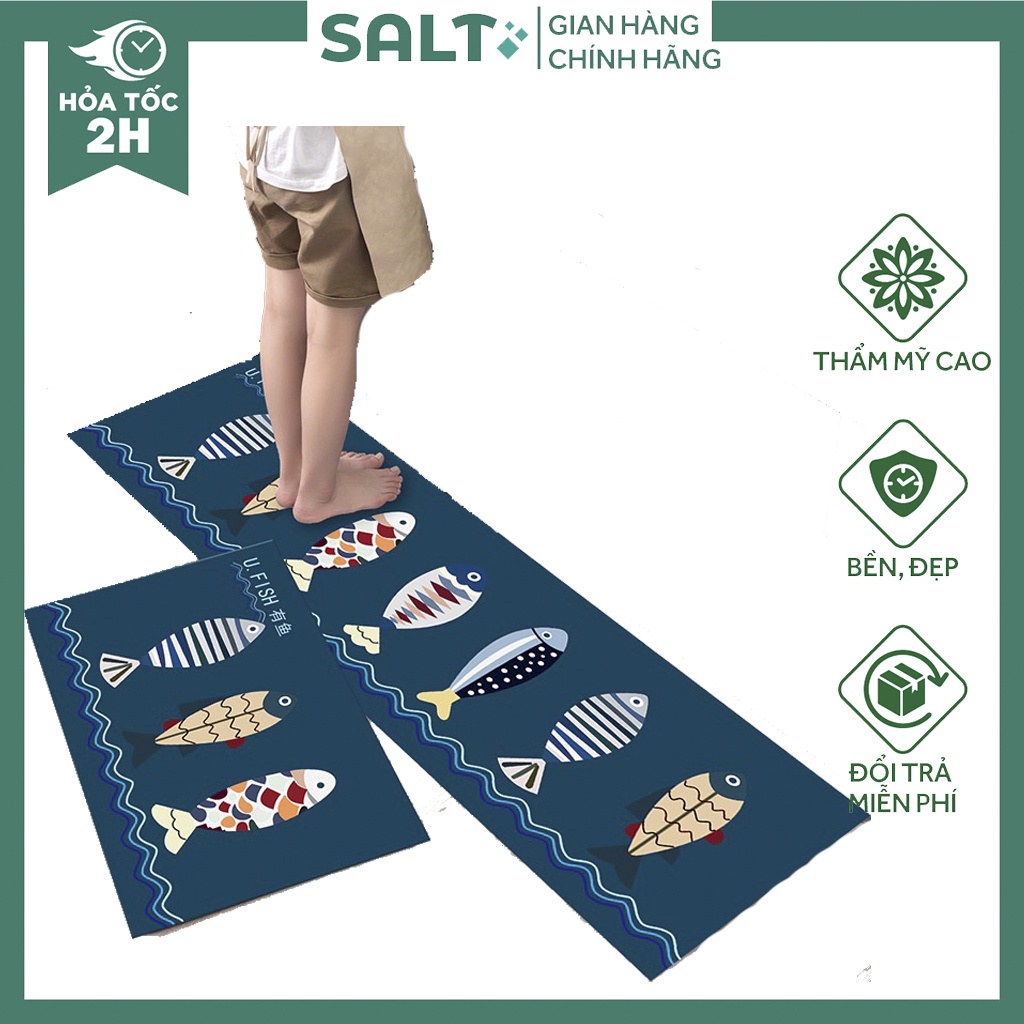 Thảm lau chân nhà bếp nhà tắm thảm chùi chân để cửa 3D cao cấp chống trơn trượt thấm nước tốt