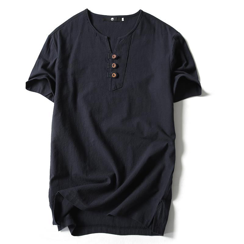 Áo Thun Cotton Cổ Chữ V Tay Lửng Dáng Rộng Thời Trang Mùa Hè Cho Nam 2022