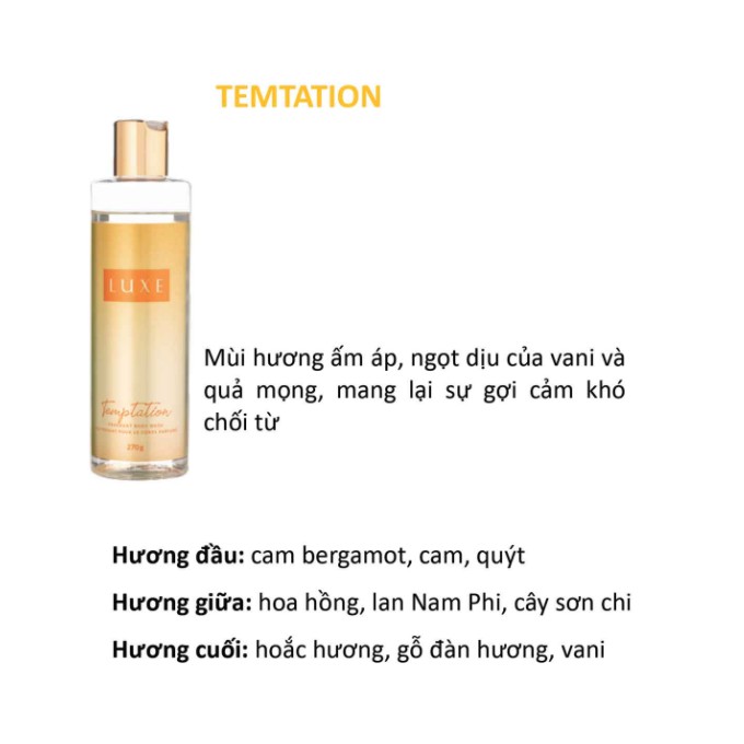 [Chính Hãng] Sữa tắm nước hoa Luxe - Hương TEMP TATION - DAMODE