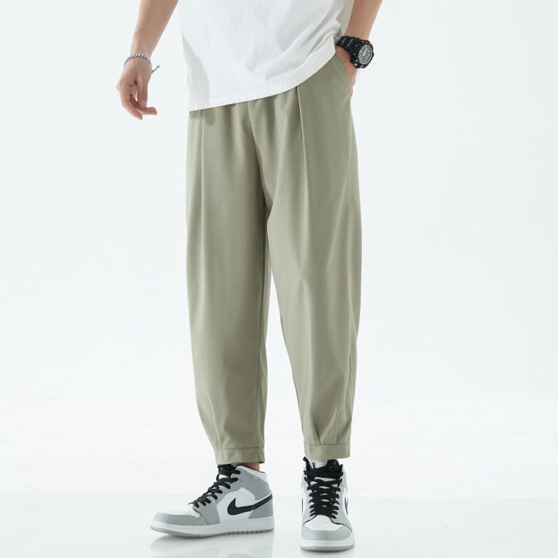 Quần Dài Thể Thao Vải Lụa Lạnh Dáng Rộng Thời Trang Xuân Hè Cho Nam