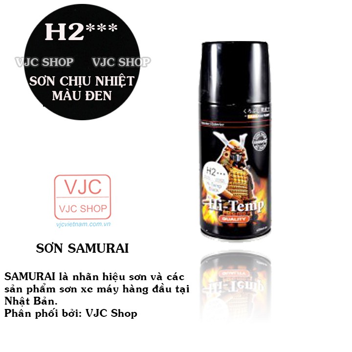 Chai sơn xịt sơn xe máy cao cấp SAMURAI chịu nhiệt màu đen mã H2*** dung tích 300 ml