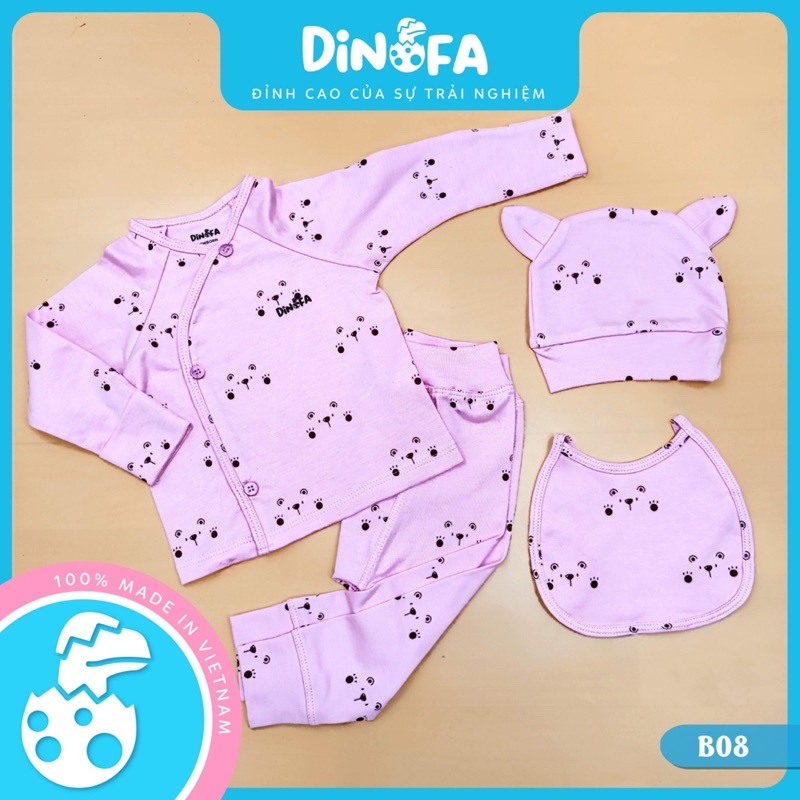 Set Sơ Sinh Dinofa 4 chi tiết chất cottton