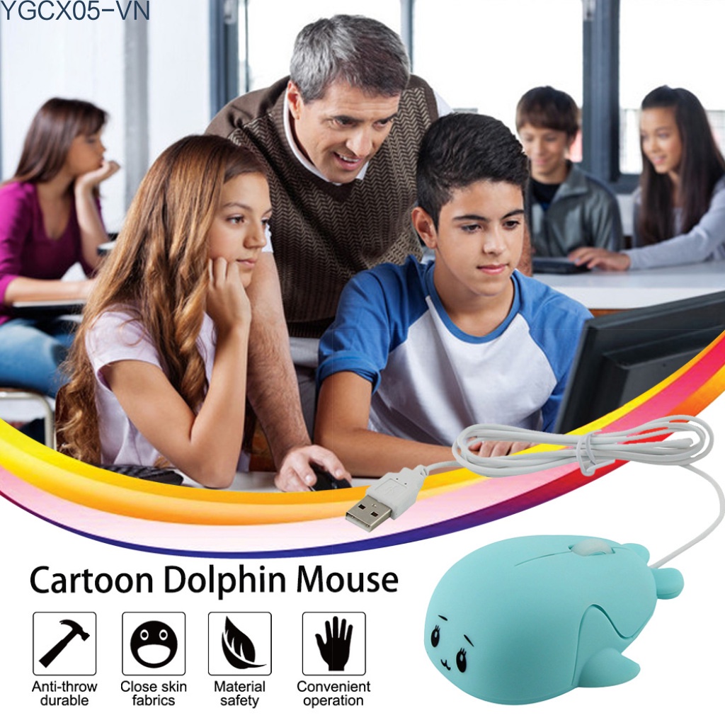 Chuột Máy Tính Có Dây Usb Hình Cá Heo Hoạt Hình 3d Vui Nhộn | BigBuy360 - bigbuy360.vn