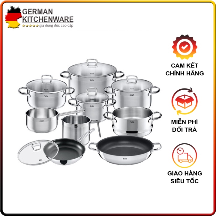 🇩🇪 Bộ nồi Silit Pisa 10 món nhập khẩu Đức chất liệu thép không rỉ cao cấp phù hợp mọi loại bếp 🇩🇪