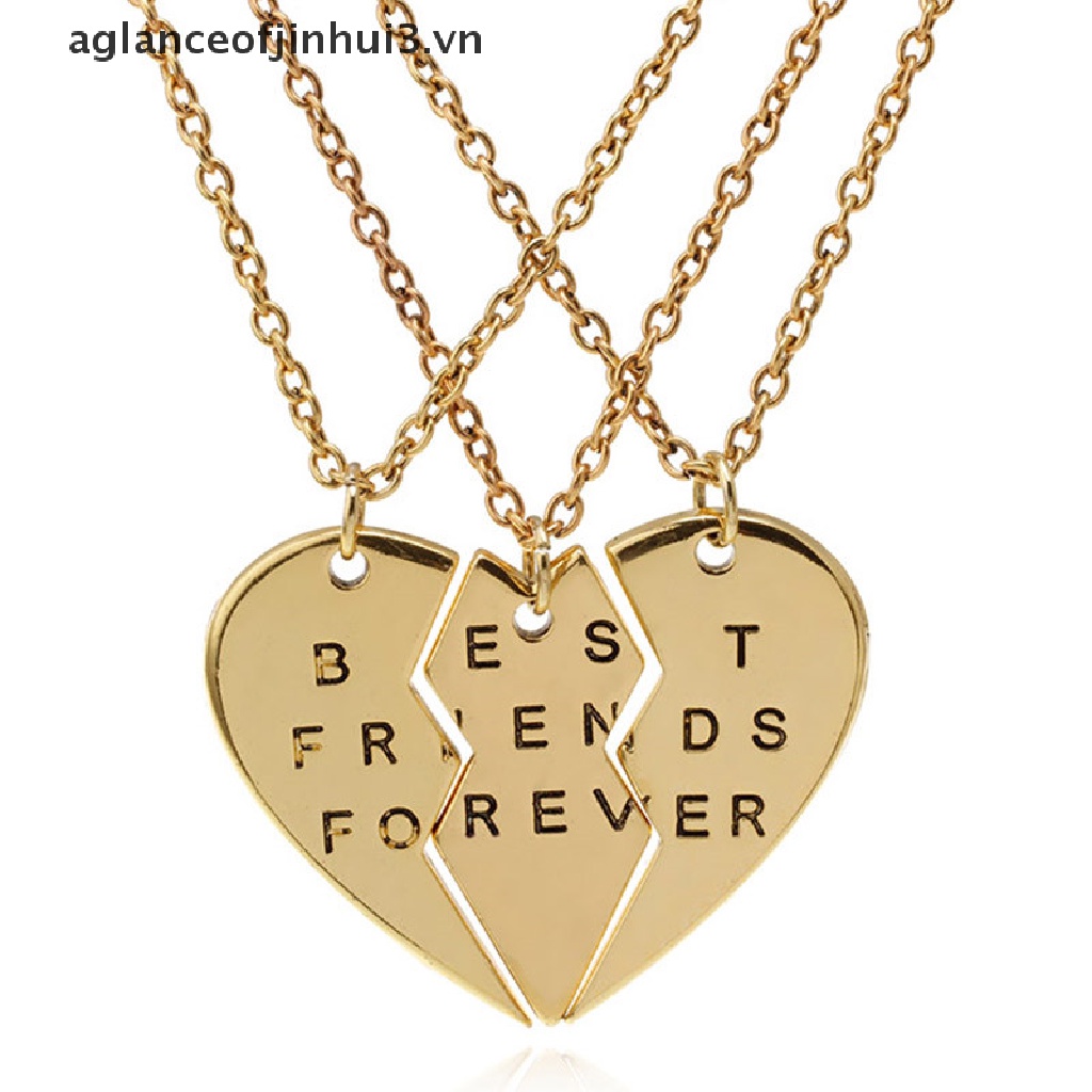 Vòng cổ 3 Lớp Mặt Trái Tim Ghép Khắc Chữ Best Friends Forever