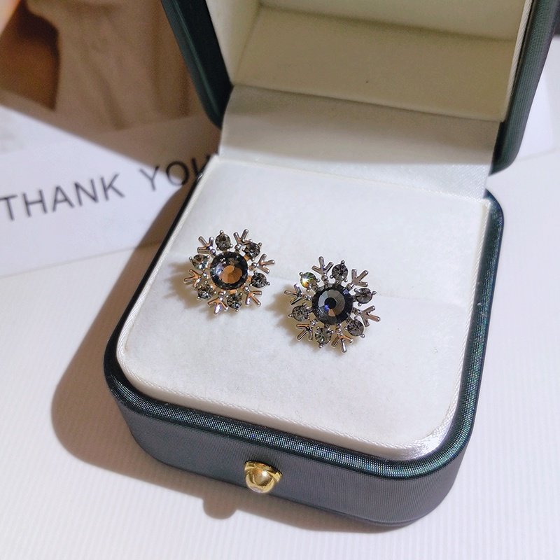 Bông tai bạc JIUDUOLAN đính đá zircon hình bông tuyết thanh lịch tinh tế không gây dị ứng cho nữ