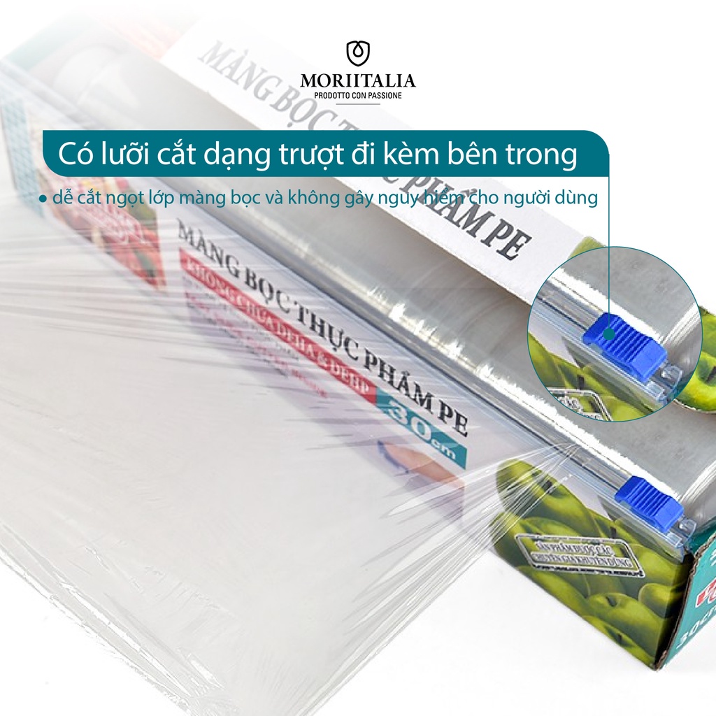 Màng bọc thực phẩm Las Palms 30cm dài 200 mét chất liệu PE chịu nhiệt tốt, đạt chuẩn FDA an toàn thực phẩm MBTP00006170